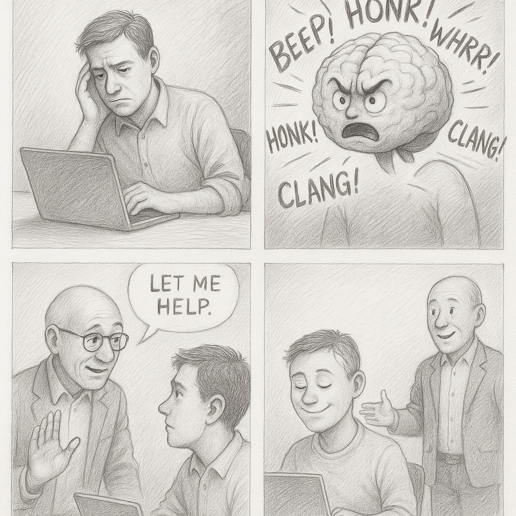 Emotion vs Execution illustration showing workplace scenarios